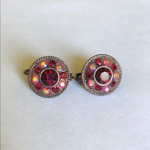 Red rhinestone earrings from Caché
